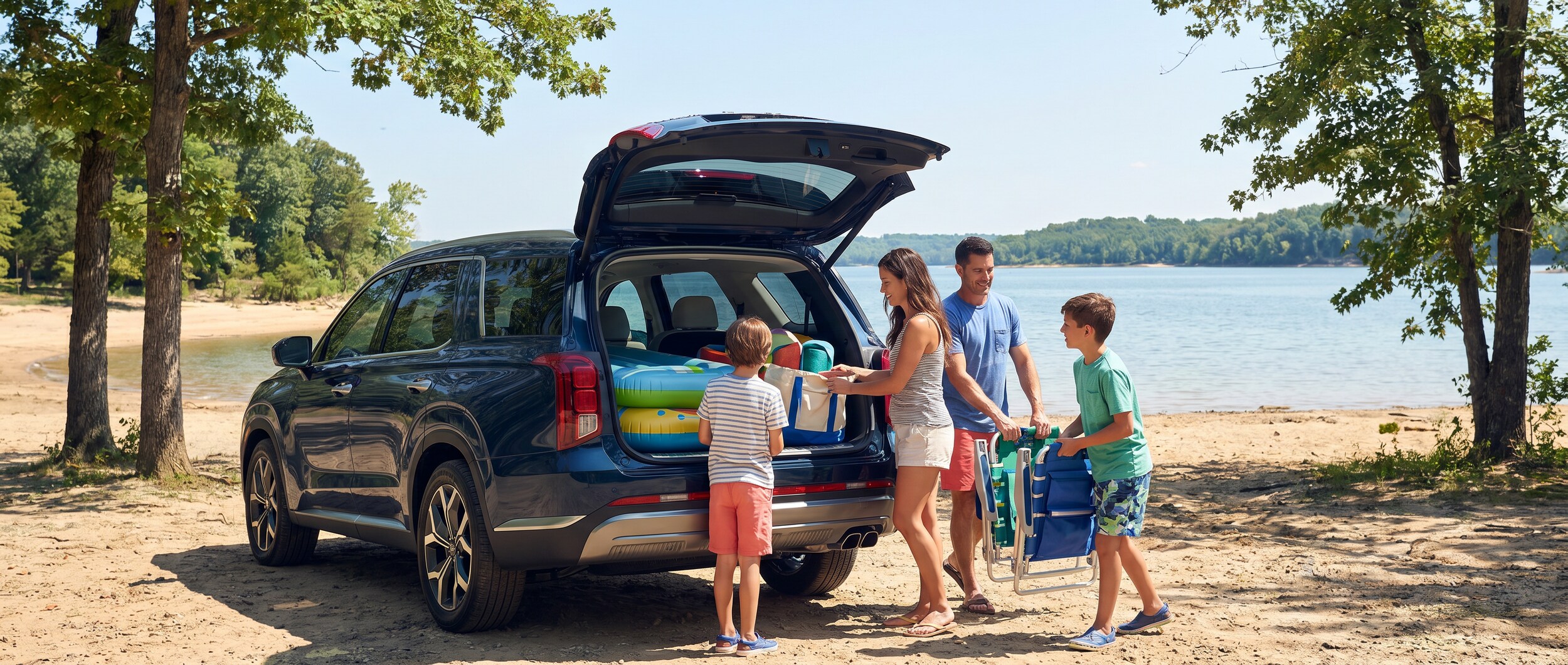 Hyundai SUV with advanced climate control features parked near Nashville lake