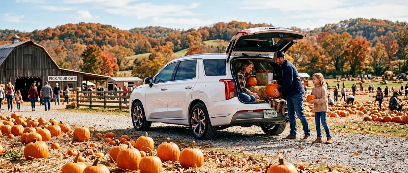 2026 Hyundai Palisade Hybrid at a Middle Tennessee pumpkin patch on a fall afternoon