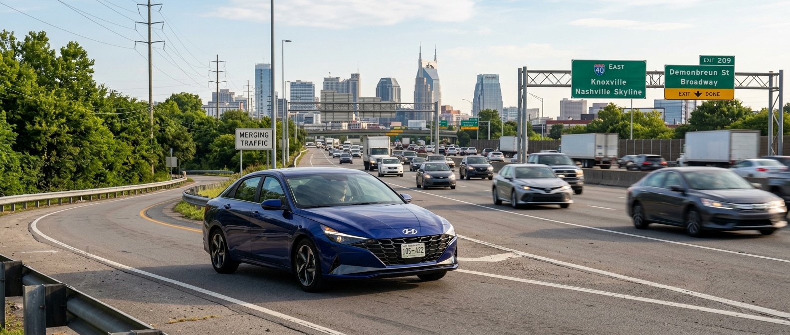 2026 Hyundai Elantra on Tennessee interstate during morning commute