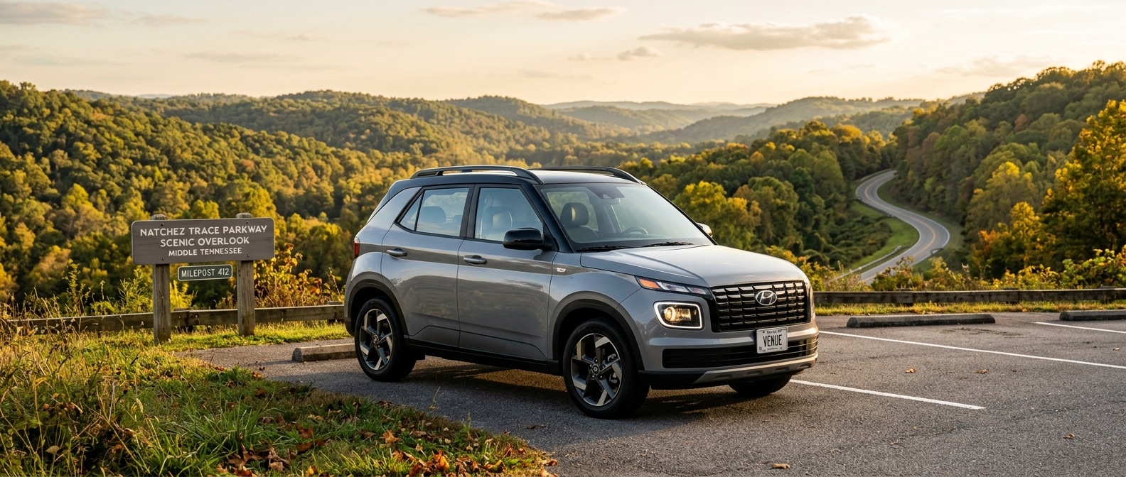 2026 Hyundai Venue SEL at a Natchez Trace Parkway overlook near Nashville, Tennessee