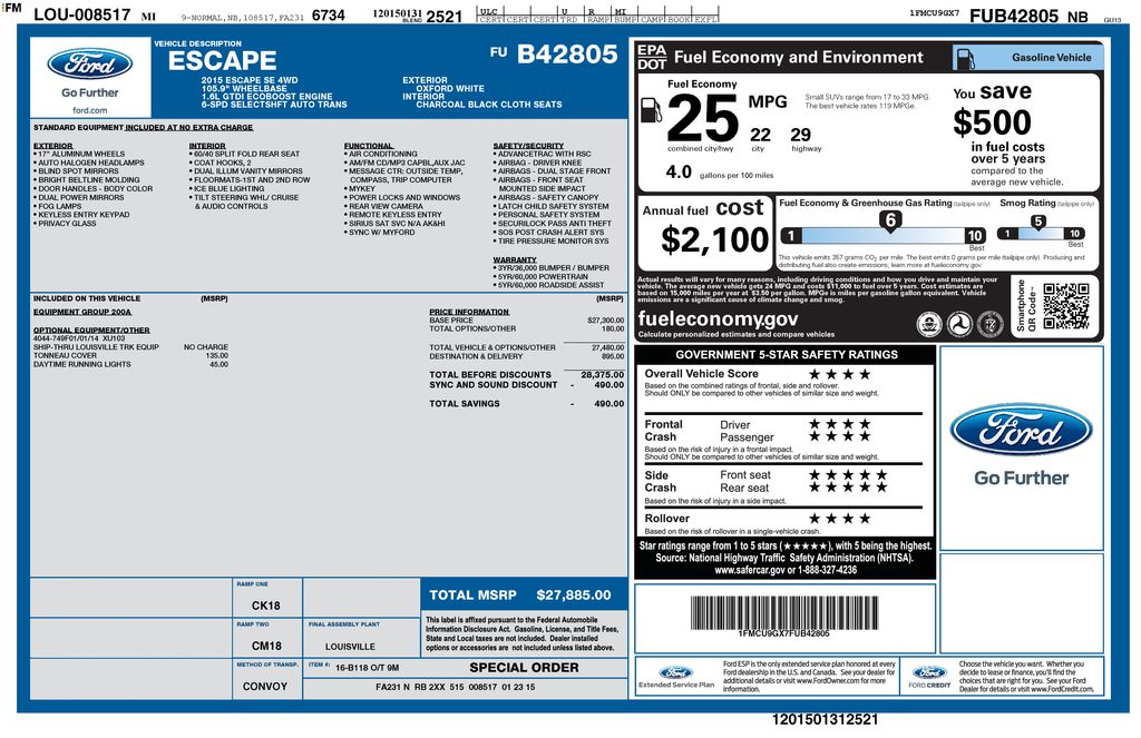 2015 FORD ESCAPE - Image 2