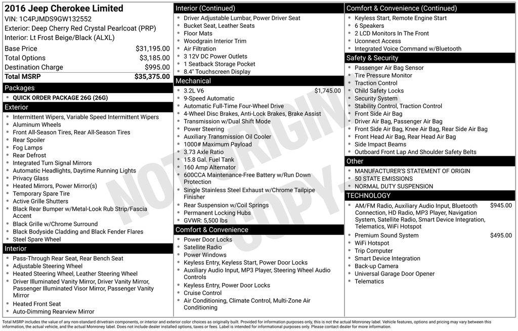 2016 JEEP CHEROKEE - Image 34