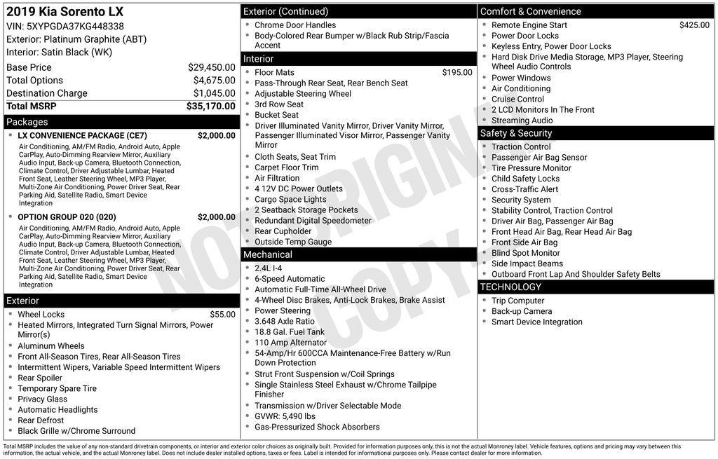 2019 KIA SORENTO - Image 2