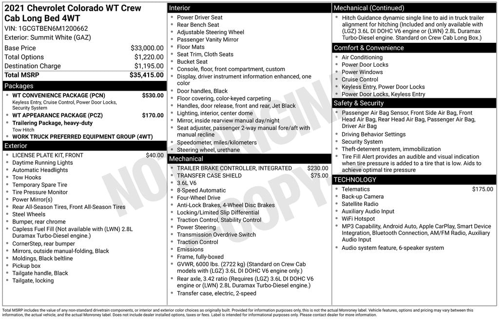 Used 2021 Chevrolet Colorado WT Truck Crew Cab
