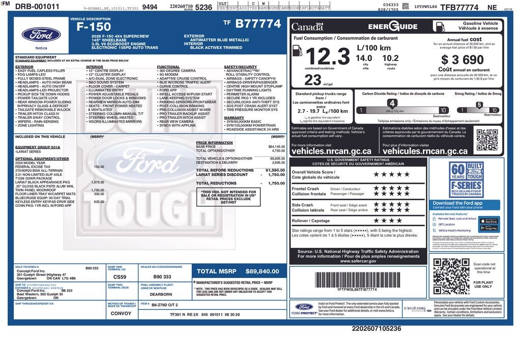 Used 2026 Ford F-150 Lariat Truck SuperCrew Cab