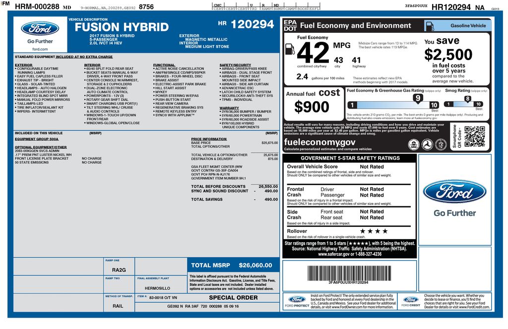 2017 FORD FUSION - Image 2