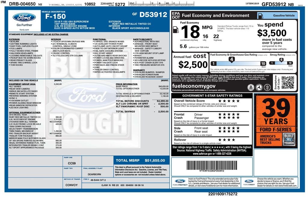 Used 2016 Ford F-150 Truck SuperCrew Cab