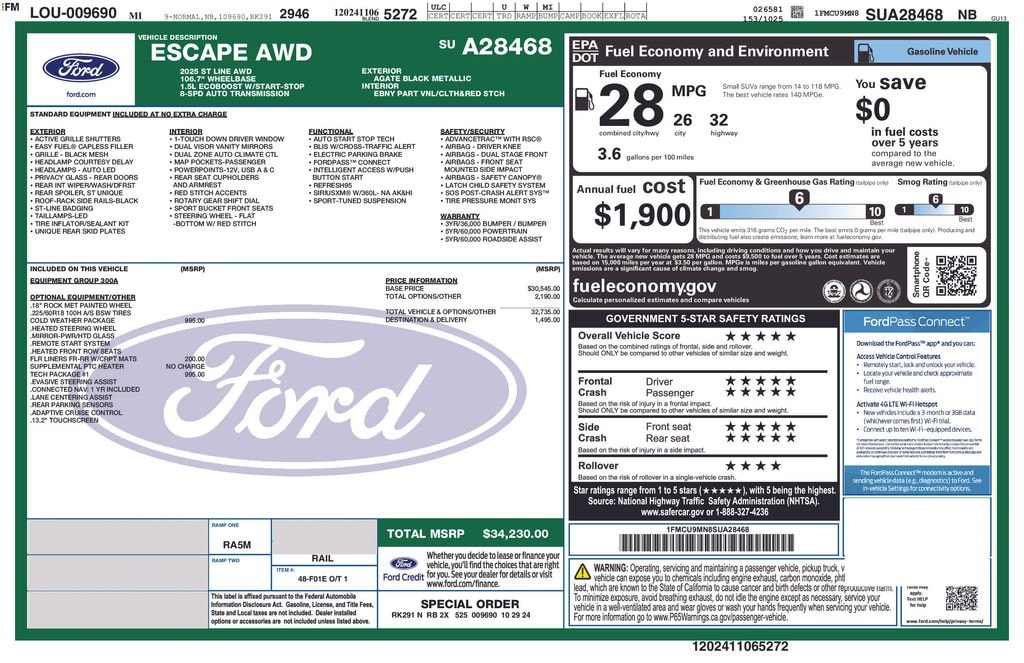 Used 2025 Ford Escape ST-Line SUV