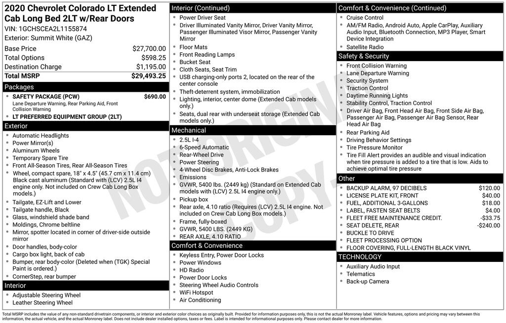 Used 2020 Chevrolet Colorado LT Truck Extended Cab