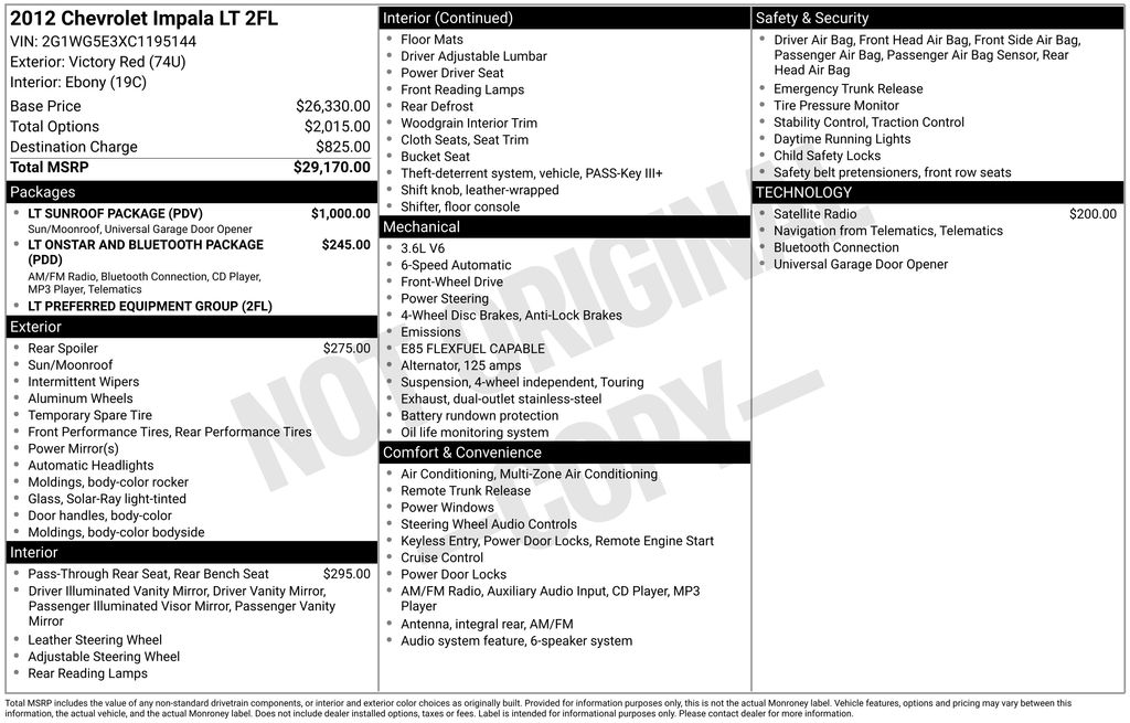 2012 CHEVROLET IMPALA - Image 2