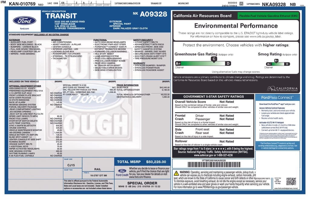 Used 2022 Ford Transit-250 Cargo Base Van High Roof Ext. Van
