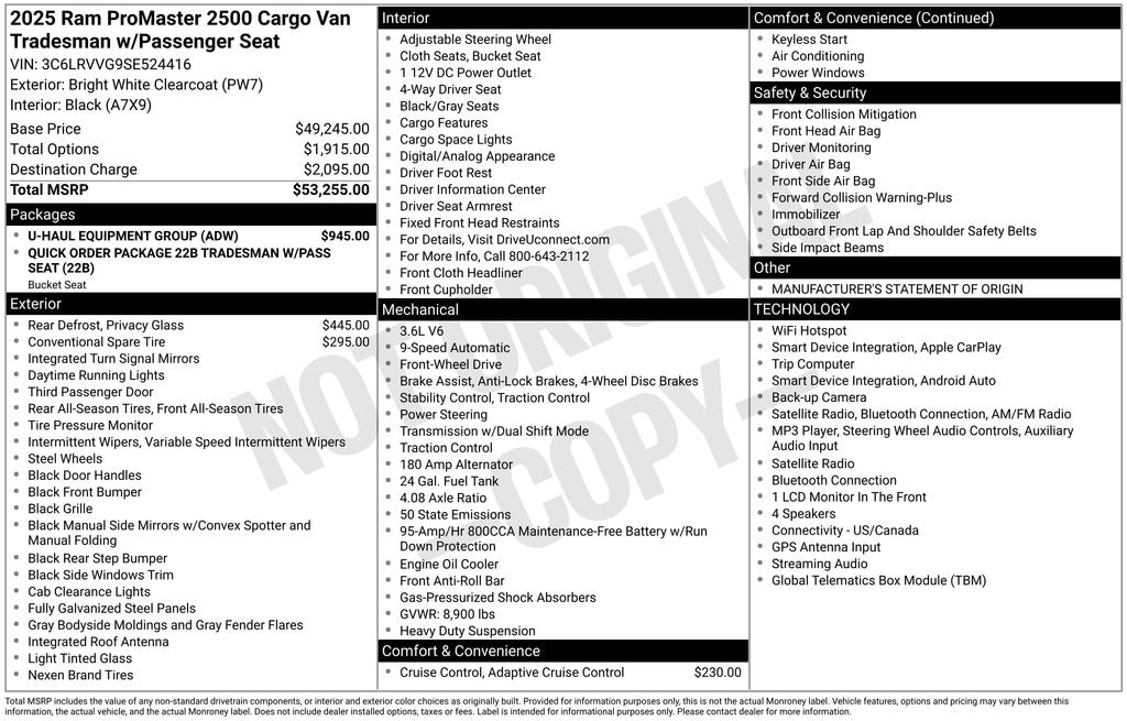 Used 2025 Ram ProMaster 2500 Base Van Cargo Van