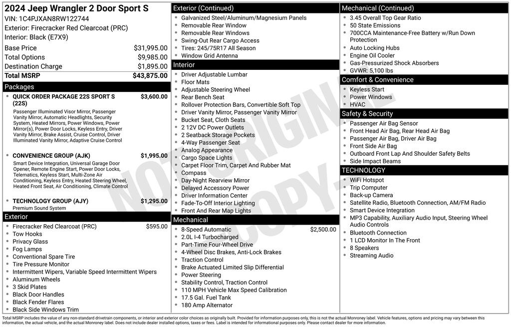 Used 2024 Jeep Wrangler Sport SUV