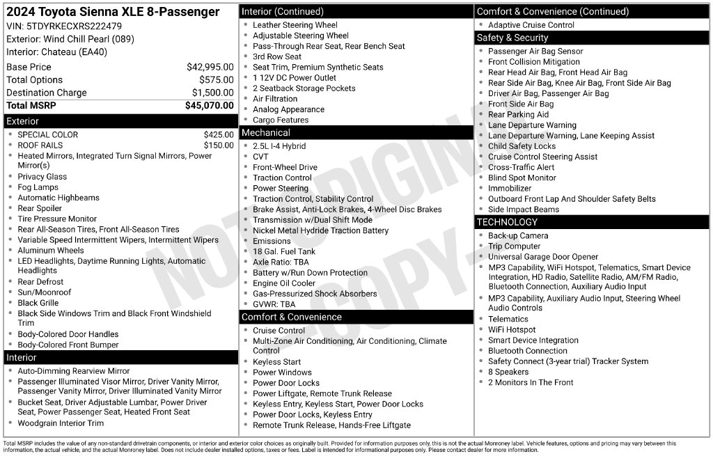 Used 2024 Toyota Sienna XLE 8 Passenger Van Passenger Van