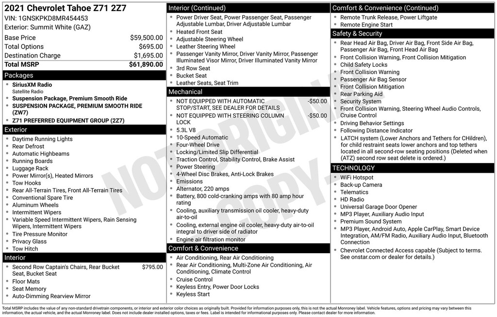 Used 2021 Chevrolet Tahoe Z71 SUV