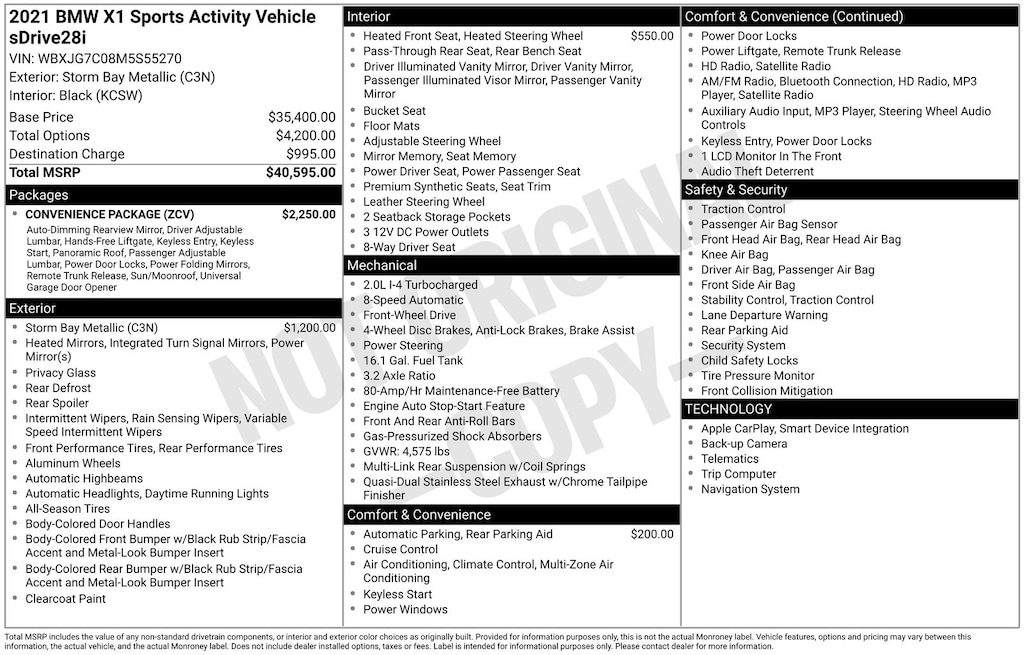 Used 2021 BMW X1 sDrive28i SUV