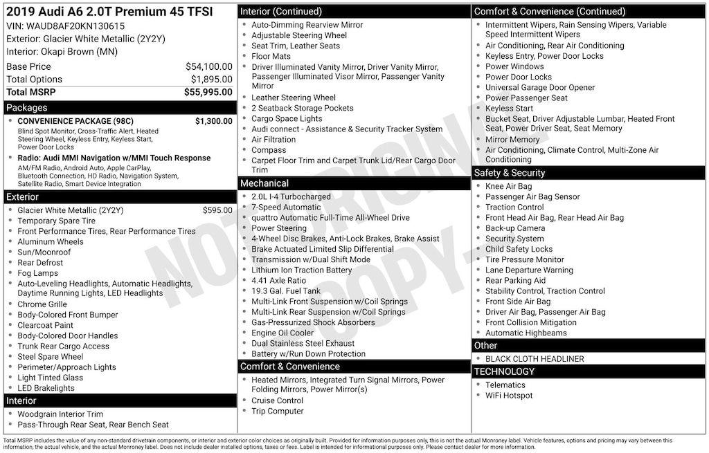 Used 2019 Audi A6 2.0T Premium Sedan