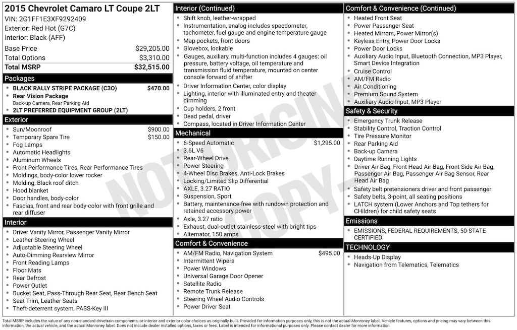 Used 2015 Chevrolet Camaro 2LT Coupe