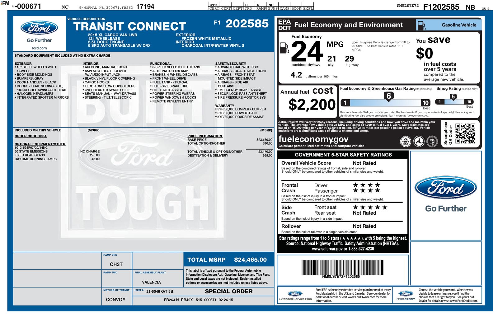 2015 Ford Transit Connect XL