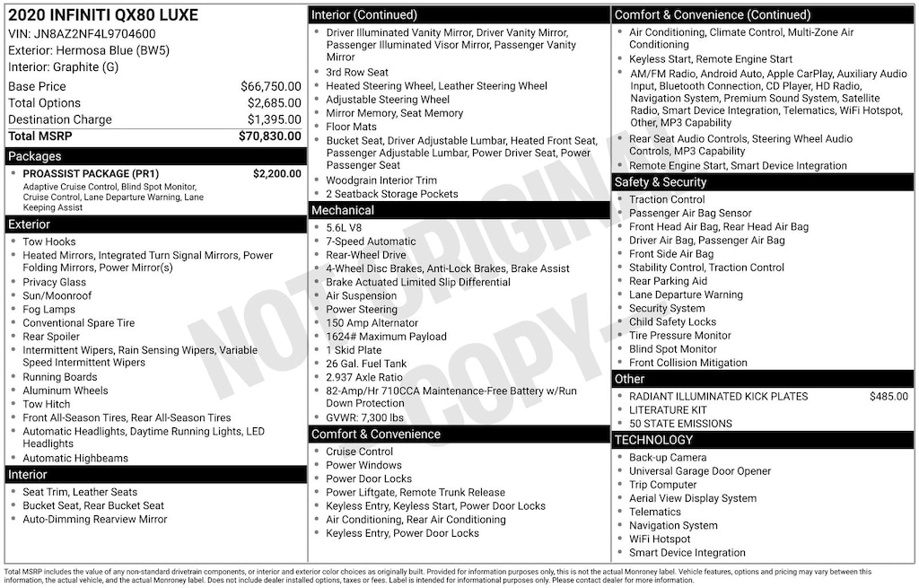 Used 2020 INFINITI QX80 Luxe SUV