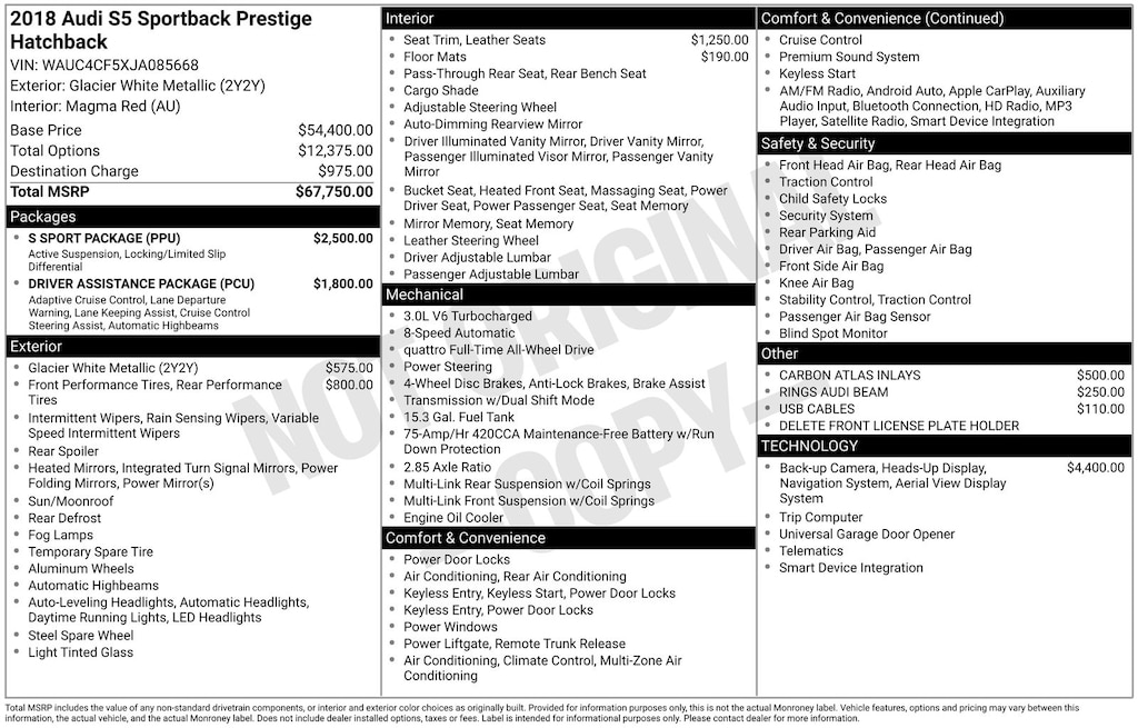Used 2018 Audi S5 3.0T Prestige Hatchback