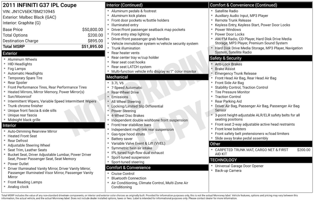 Used 2011 INFINITI G37 IPL Coupe