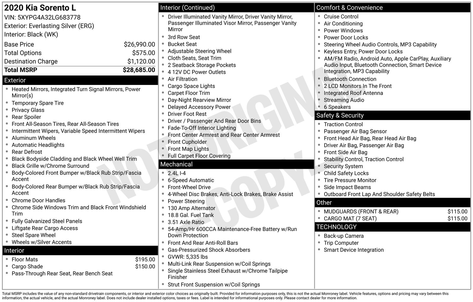 2020 Kia Sorento L's photo