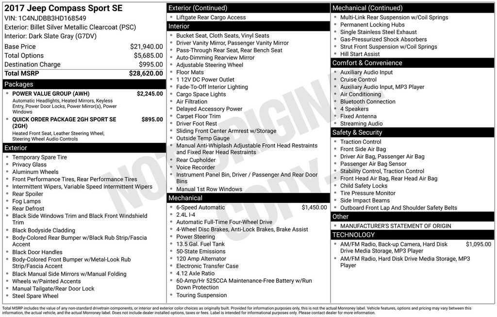 Used 2017 Jeep Compass Sport SUV