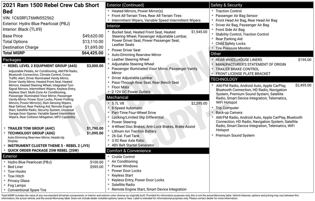 Used 2021 Ram 1500 Rebel Truck