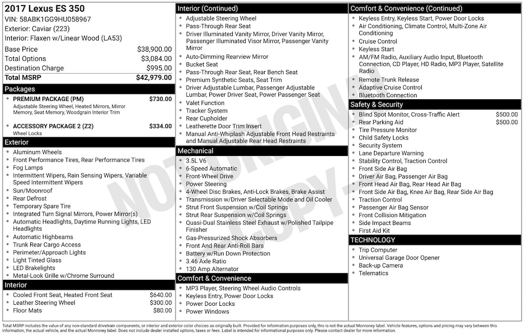 Used 2017 Lexus ES 350 Sedan
