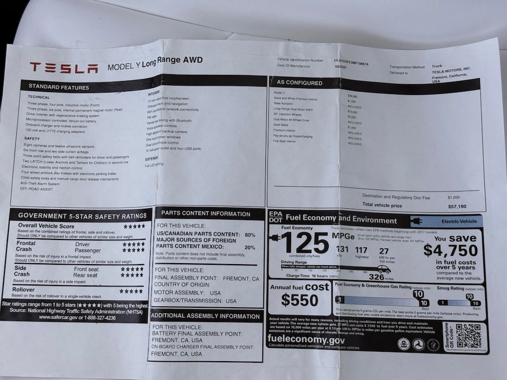 Used 2021 Tesla Model Y Long Range SUV