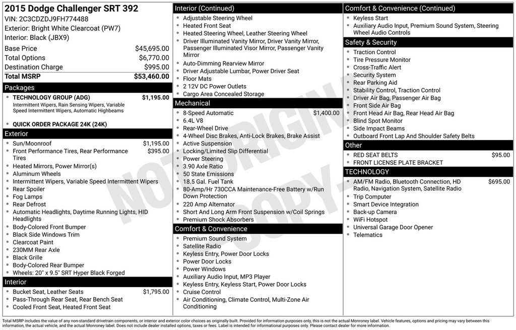 Used 2015 Dodge Challenger SRT 392 Coupe