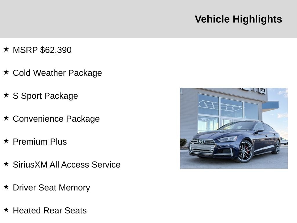 Used 2019 Audi S5 Sportback Premium Plus Hatchback