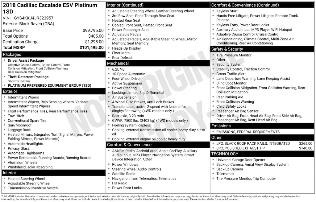 Used 2018 Cadillac Escalade ESV Platinum Edition SUV