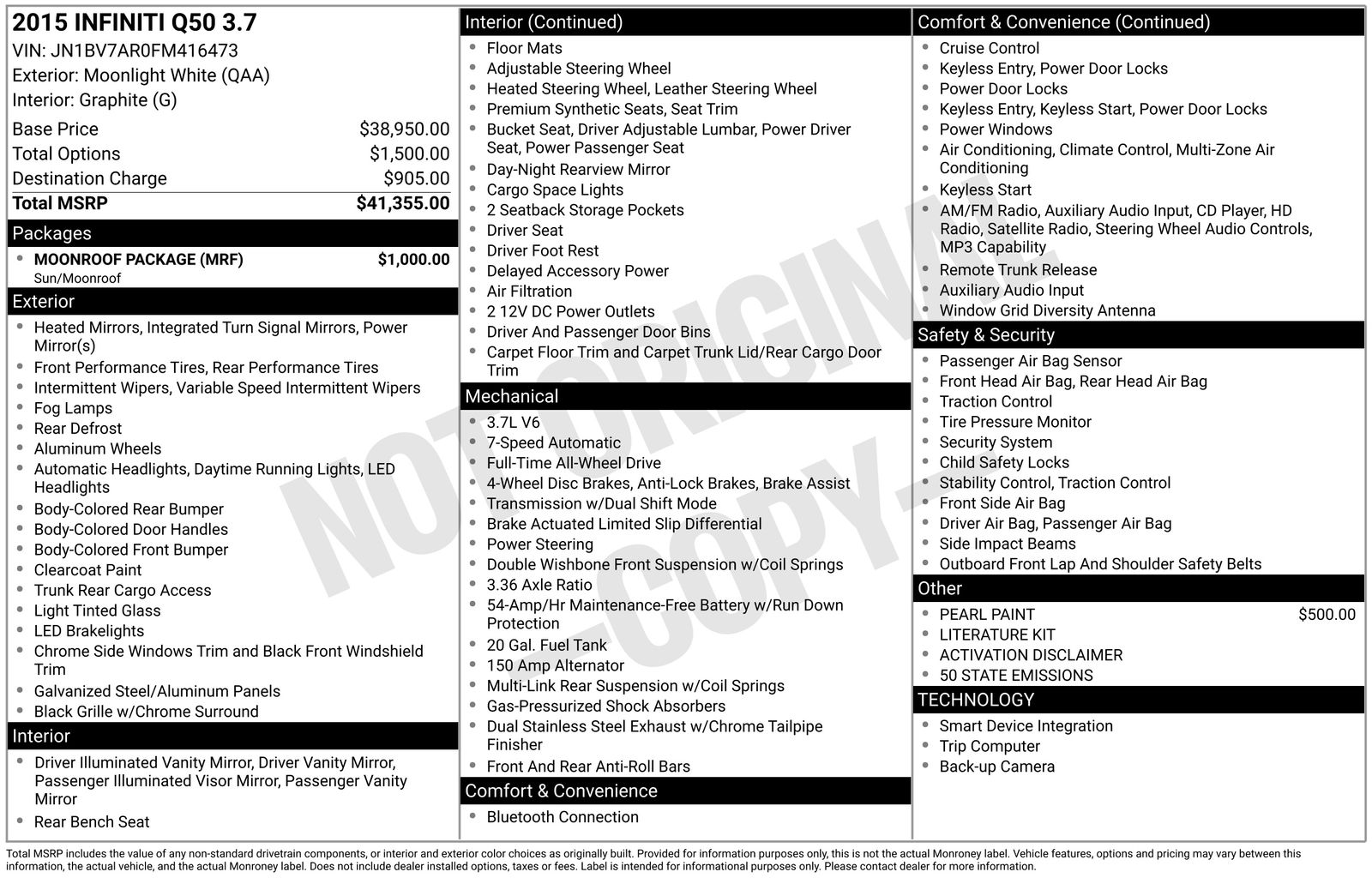 2015 INFINITI Q50 Premium's photo