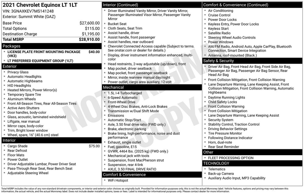 Used 2021 Chevrolet Equinox LT SUV