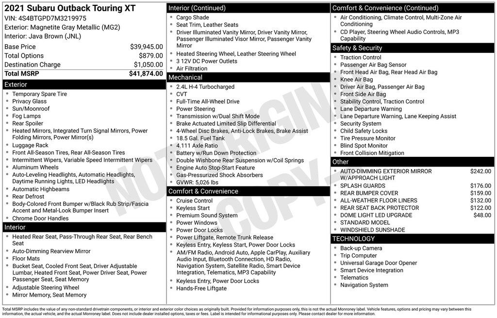 Used 2021 Subaru Outback Touring XT SUV