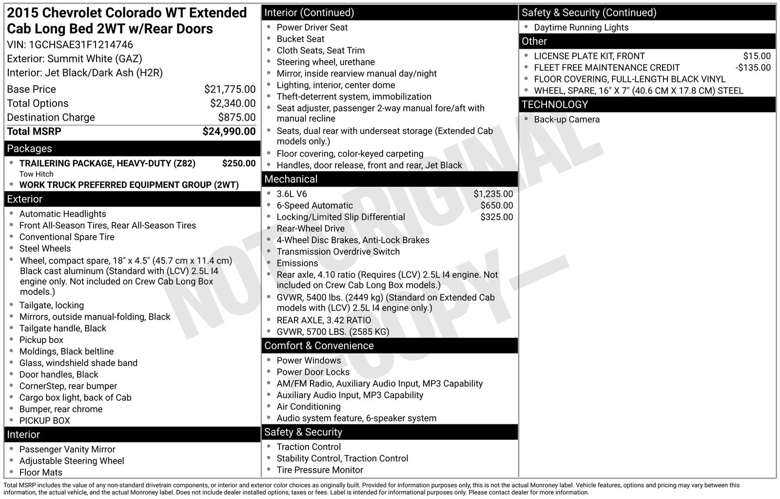 2015 Chevrolet Colorado Work Truck's photo