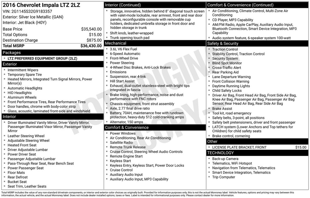Used 2016 Chevrolet Impala LTZ Sedan