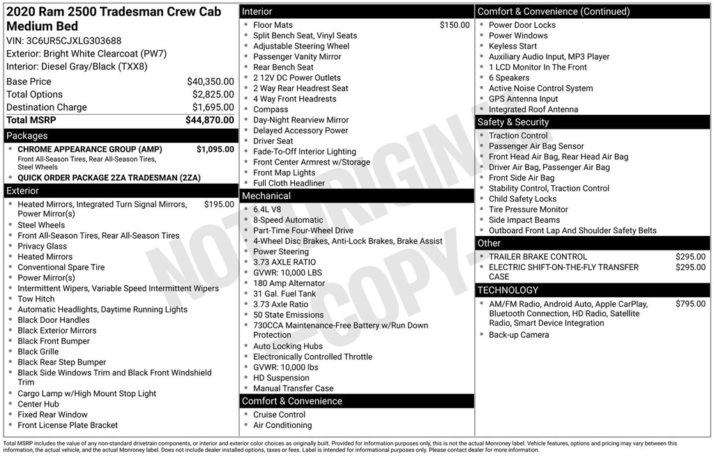 Used 2020 Ram 2500 Tradesman Truck