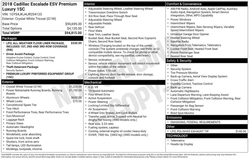 Used 2018 Cadillac Escalade ESV Premium SUV