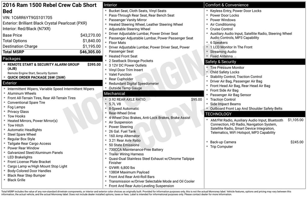 Used 2016 Ram 1500 Rebel Truck