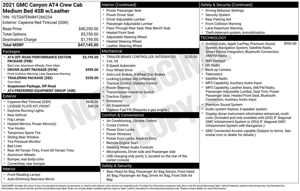 Used 2021 GMC Canyon AT4 w/Leather Truck