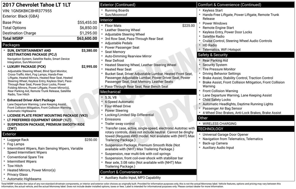 Used 2017 Chevrolet Tahoe LT SUV