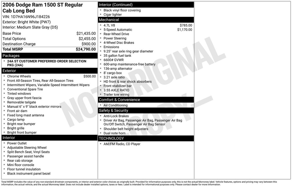 Used 2006 Dodge Ram 1500 ST Truck
