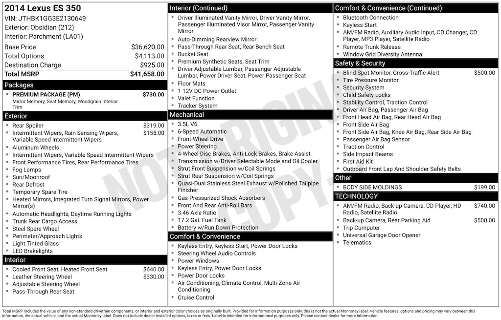 Used 2014 Lexus ES 350 Sedan
