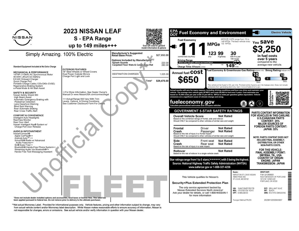 Used 2023 Nissan Leaf S Hatchback
