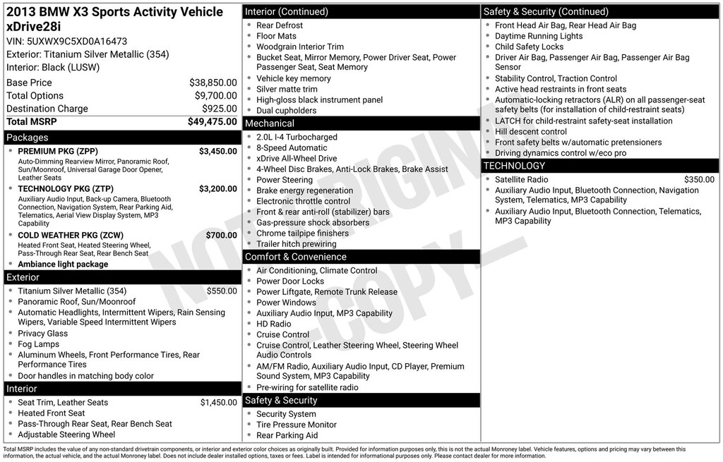 Used 2013 BMW X3 xDrive28i SUV