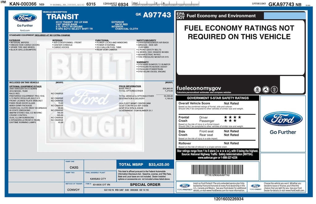 Used 2016 Ford Transit-150 Base Cargo Van