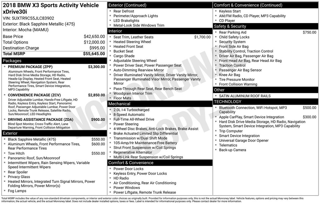 Used 2018 BMW X3 xDrive30i SUV